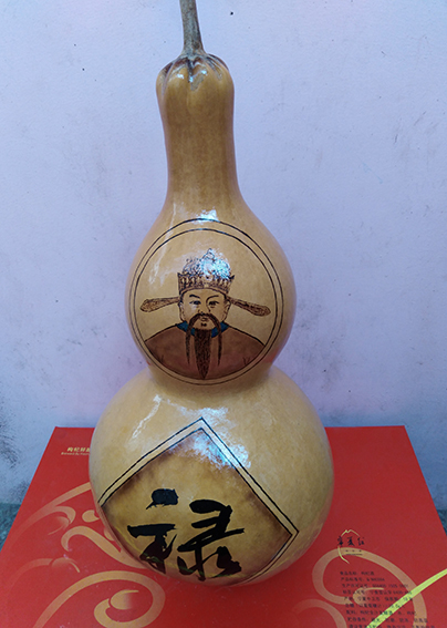 周强一作品2  葫芦烙画《禄》